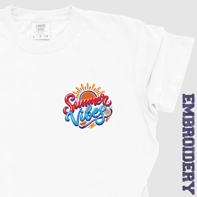 Summer Vibes Embroidered Tee, Vacation T-Shirt