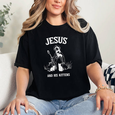 Jesus and His Kittens T-Shirt, Funny Jesus Shirts