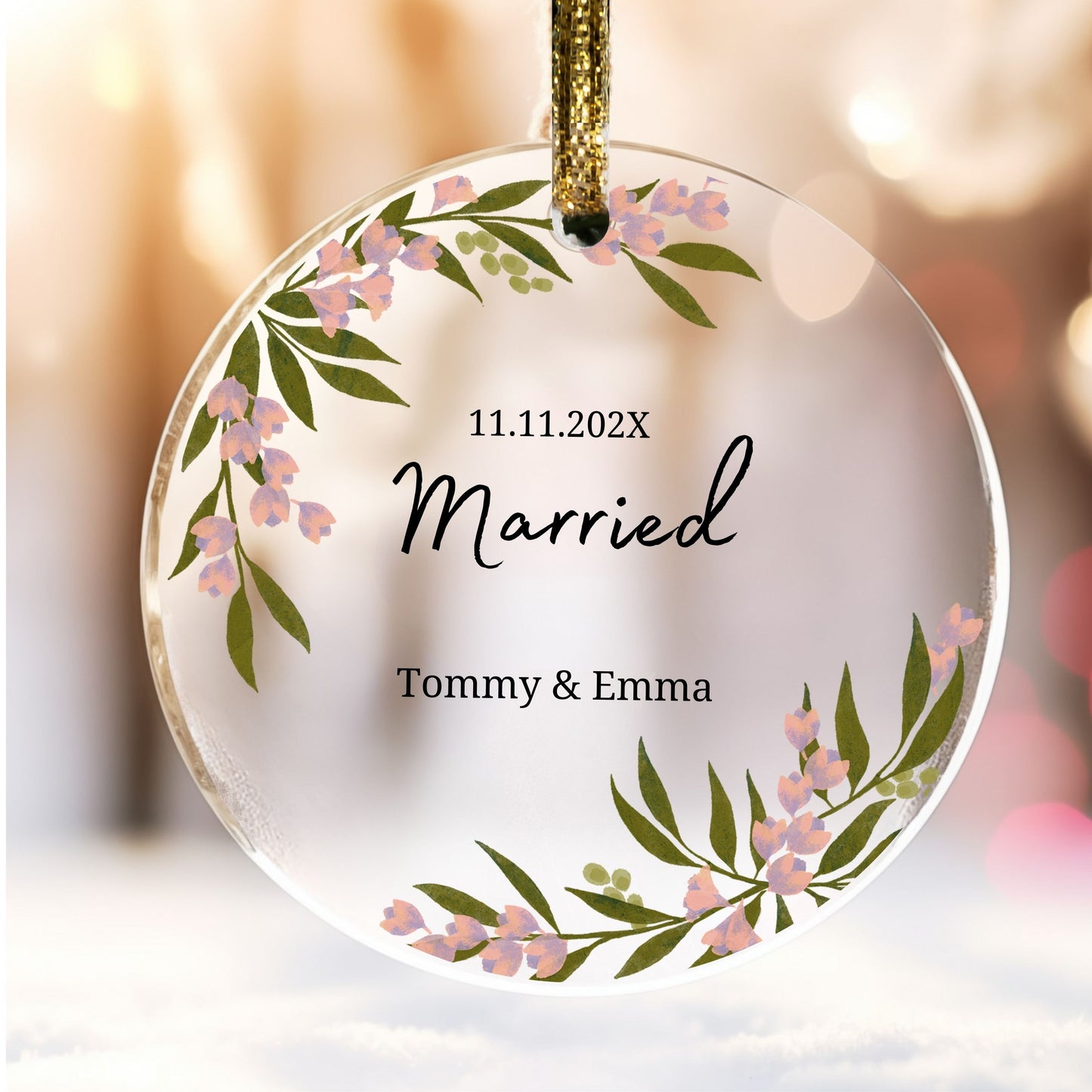 Married Ornament, Personalized Married Ornament