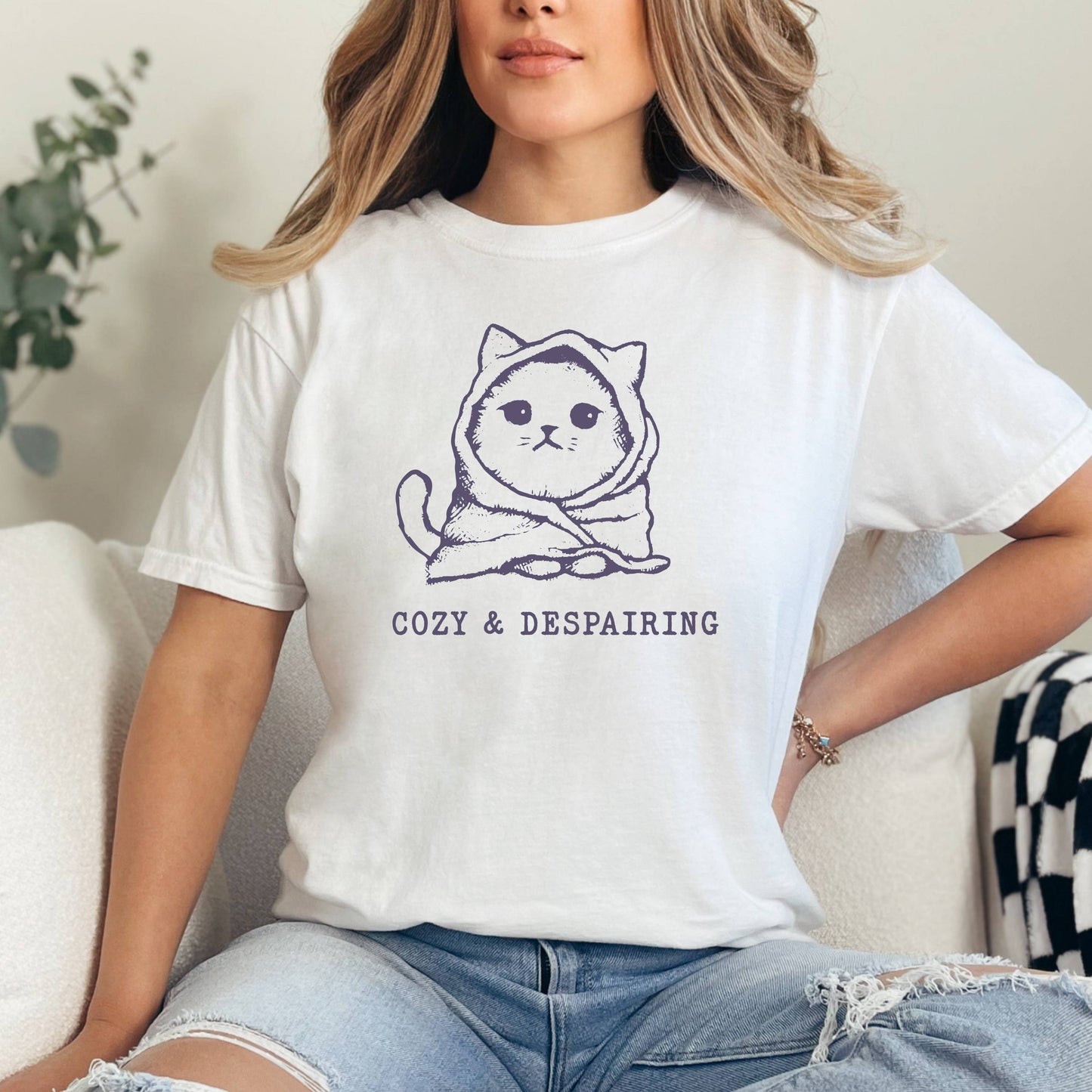 Cozy and Despairing Cat T-Shirt, Funny Cat Shirts