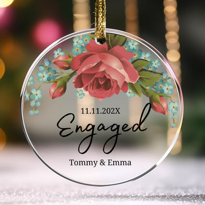 Engaged Custom Ornament,Engaged Flower Ornament