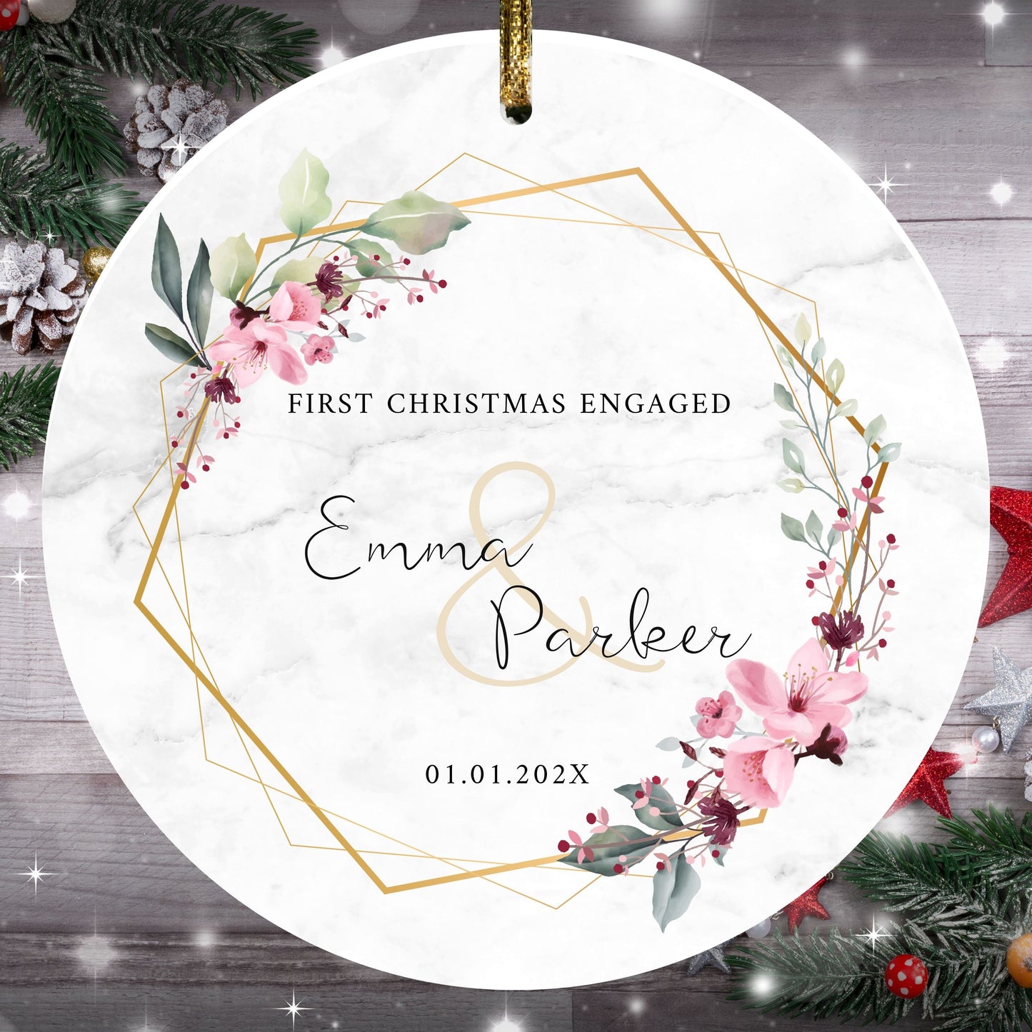 Engaged Ornament, Engaged First Christmas Ornamenrt