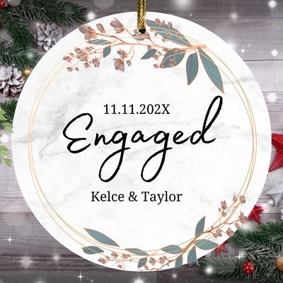 Engaged Ornament, Engaged Flowers Couple Ornament