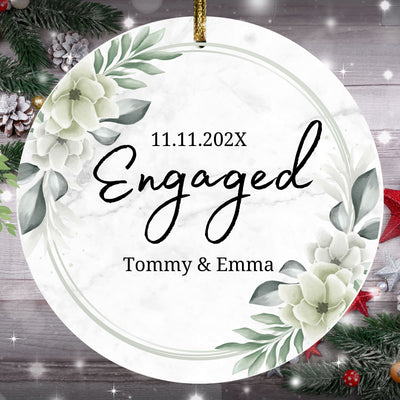 Engaged Ornament, Engaged Floral Couple Ornament