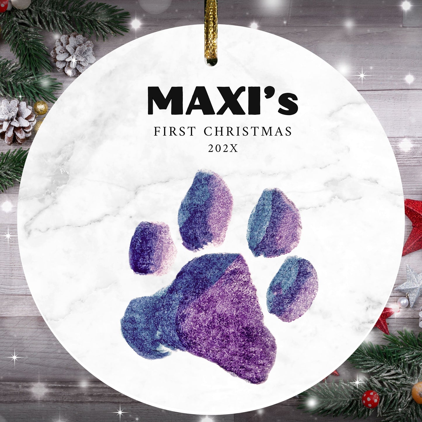 Dog Christmas Ornament, Dog Paw Ornament