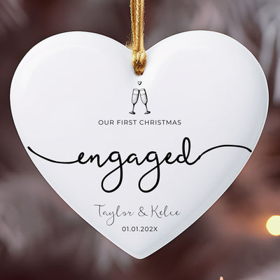 Engaged Ornament, Engaged Heart Ornament