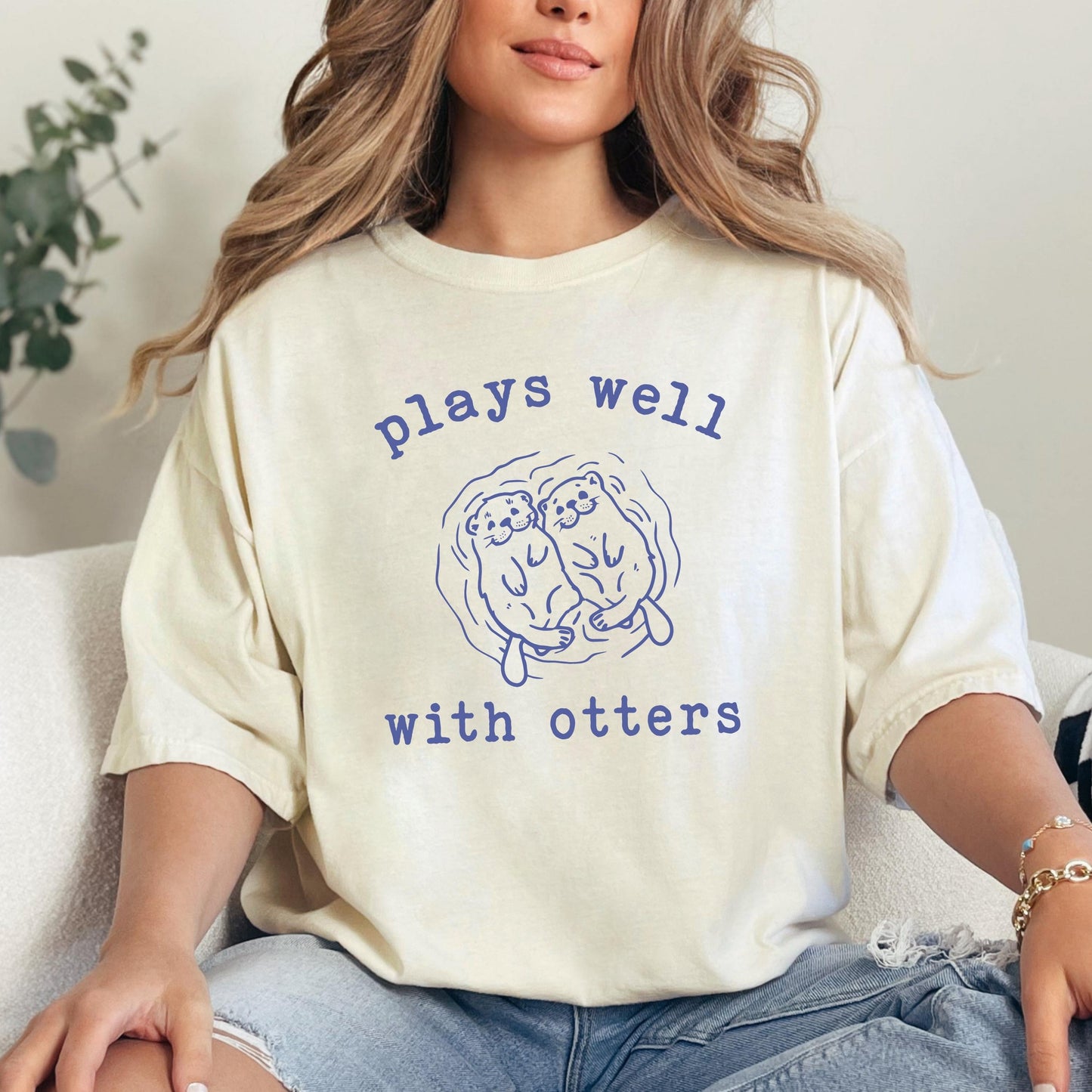 Plays Well with Otters T-Shirt, Vintage Otter Shirt