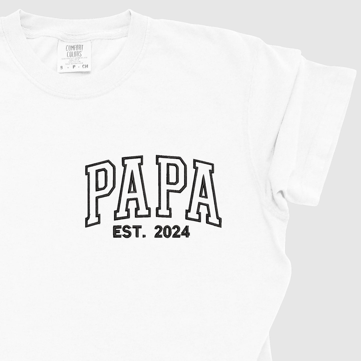 Papa EST.2024 Embroidered T-Shirt, Gift for Dad