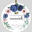 Married Ornament, Married Floral Christmas Ornament