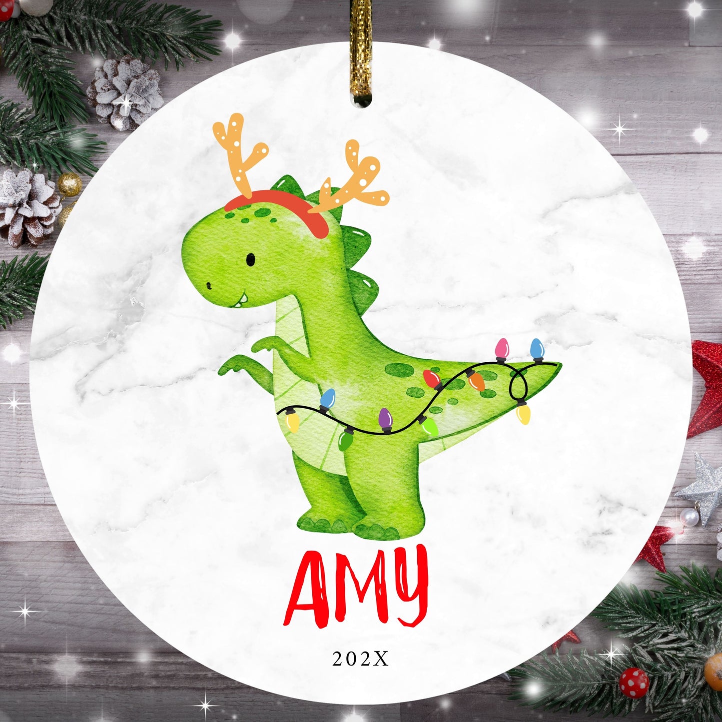 Dinosaur Ornament, Dino Christmas Ornament for Girl